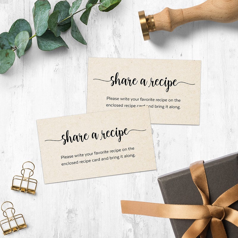 321Done Recipe Request Insert Card (Set of 50) 3.5x2 Rustic Kraft - Small Share a Recipe Card for Bridal Shower, Invitation Insert, Printed on Heavy Cardstock, Matching Recipe Cards - Made in USA - Image 4